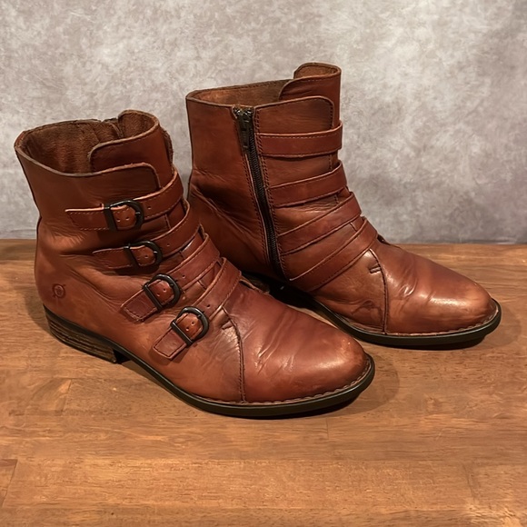 Born strappy ankle boots brown leather size 8.5 steampunk - Picture 3 of 8